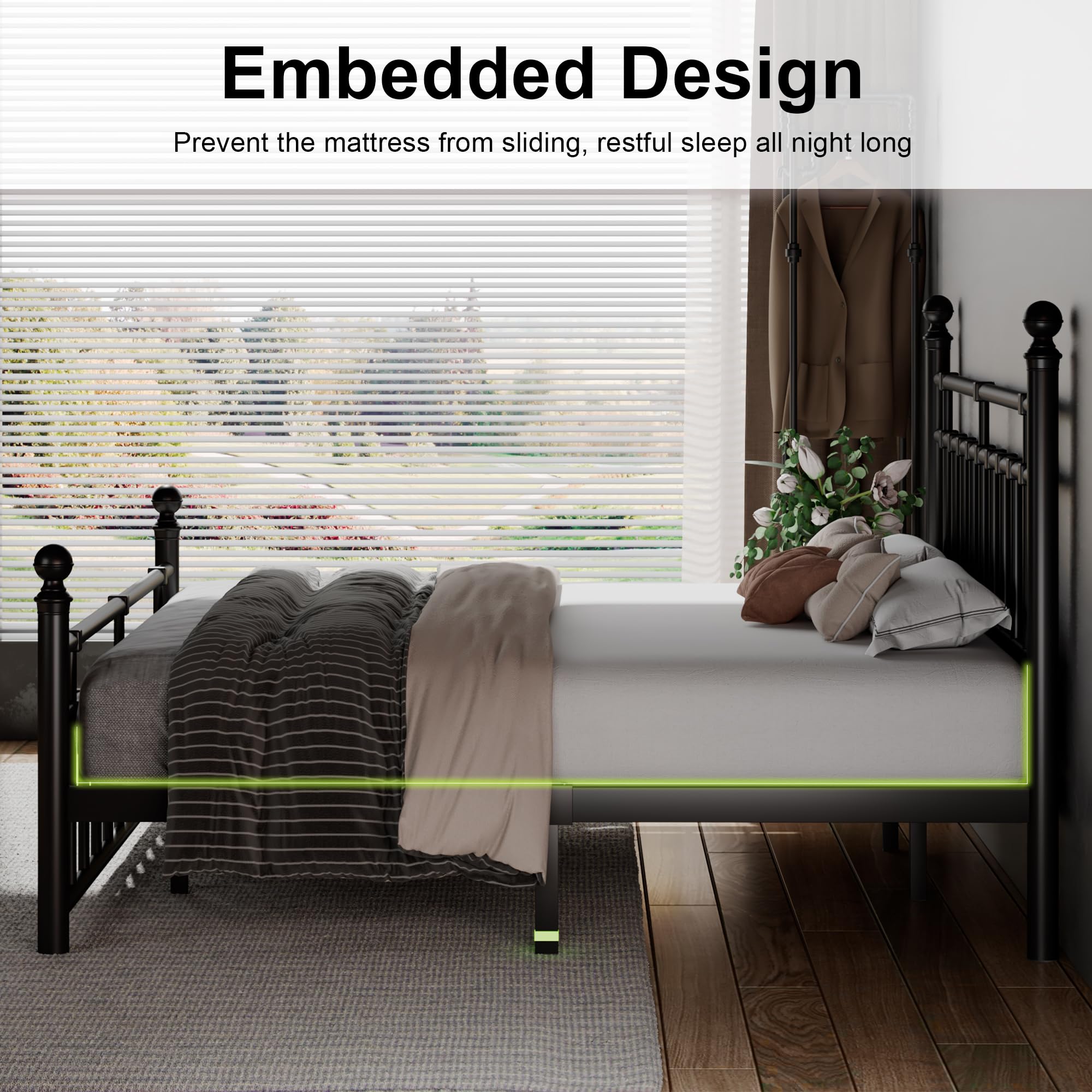 Amazon｜Feonase キングサイズメタルプラットフォームベッドフレーム